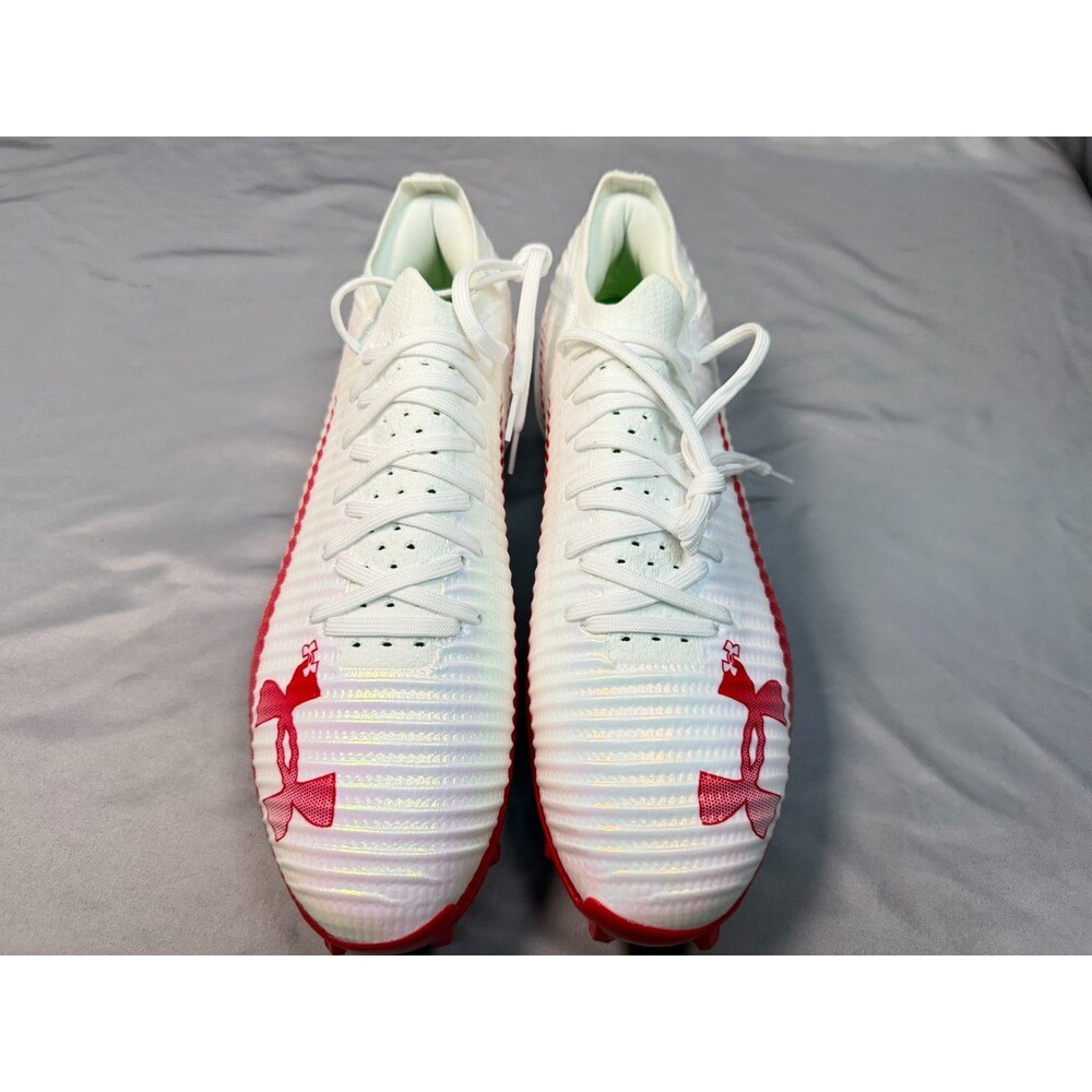Under Armour UA Blur Pro Football Cleats White Red 3028220-101 Mens 12 NWOB